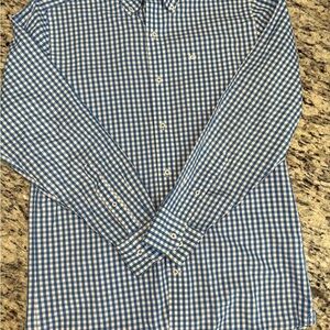 Southern Tide Blue and White Casual Button Down Shirt